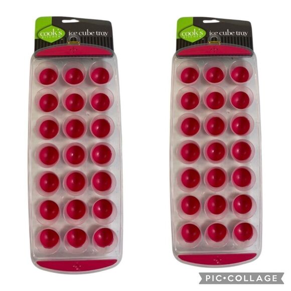 NWT Cook's Kitchen Red Ice Cube Tray 21 Small Dome Ice Cubes or Snacks Pack of 2 - Picture 1 of 10